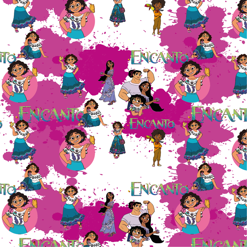 BRUSH ESTAMPADO ENCANTO FONDO BLANCO MANCHAS FUCSIA