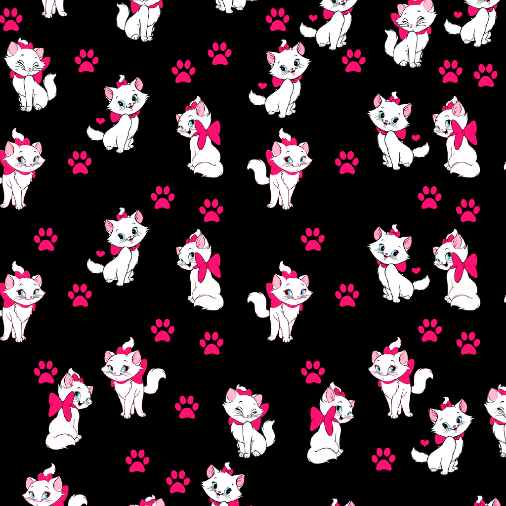 BRUSH ESTAMPADO GATA MARIE FONDO NEGRO