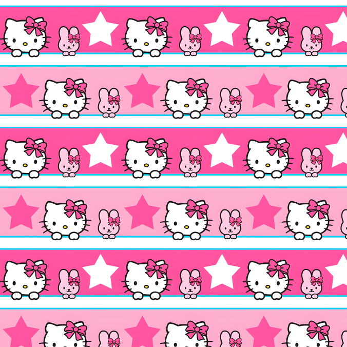 BRUSH ESTAMPADO HELLO KITTY FONDO RAYAS ROSADO Y FUCSIA