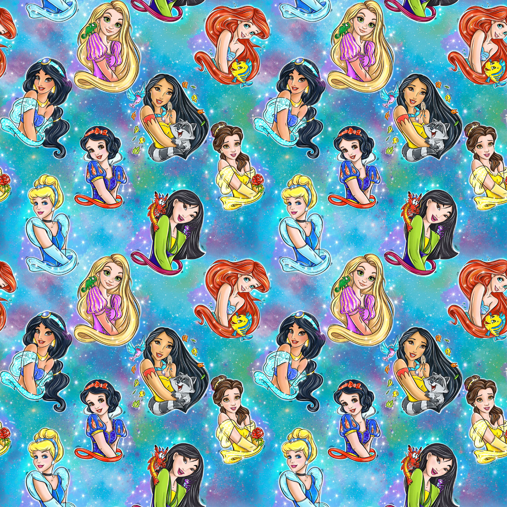 BRUSH ESTAMPADO PRINCESAS DISNEY FONDO TURQUESA