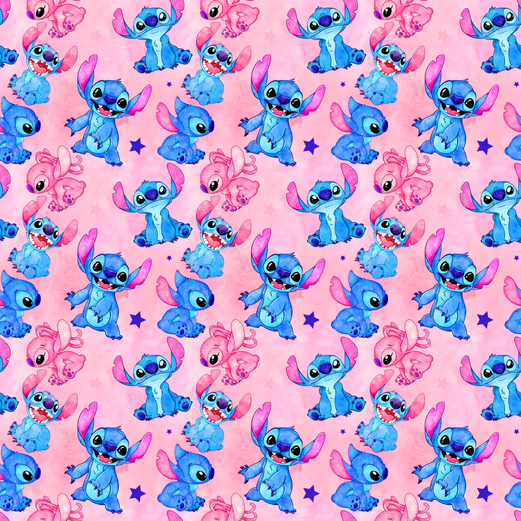 BRUSH ESTAMPADO STITCH & ANGELA FONDO ROSADO