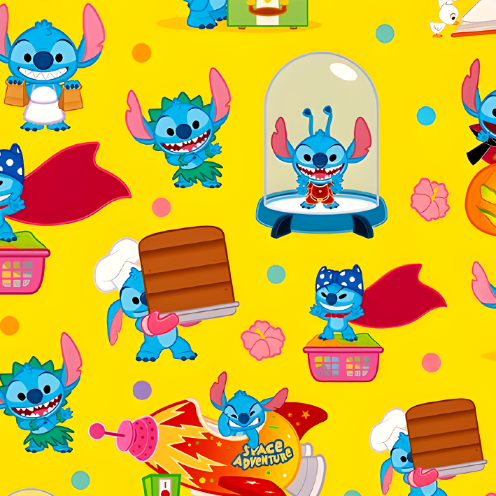 BRUSH ESTAMPADO STITCH FONDO AMARILLO