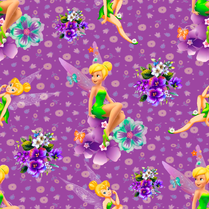 BRUSH ESTAMPADO TINKERBELL FONDO MORADO
