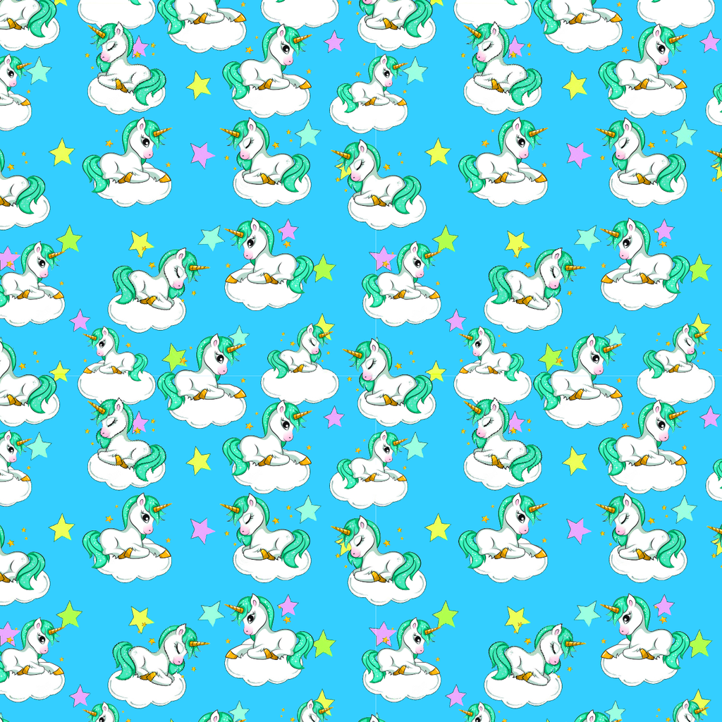 BRUSH ESTAMPADO UNICORNIOS FONDO AZUL