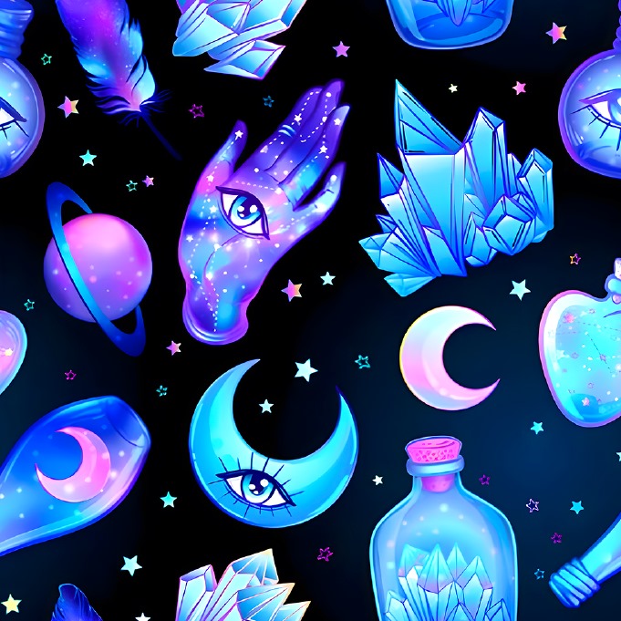 BRUSH ESTAMPADO FONDO NEGRO NEON AZUL