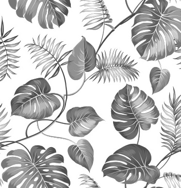 BRUSH ESTAMPADO ENREDADERA HOJAS GRISES FONDO BLANCO