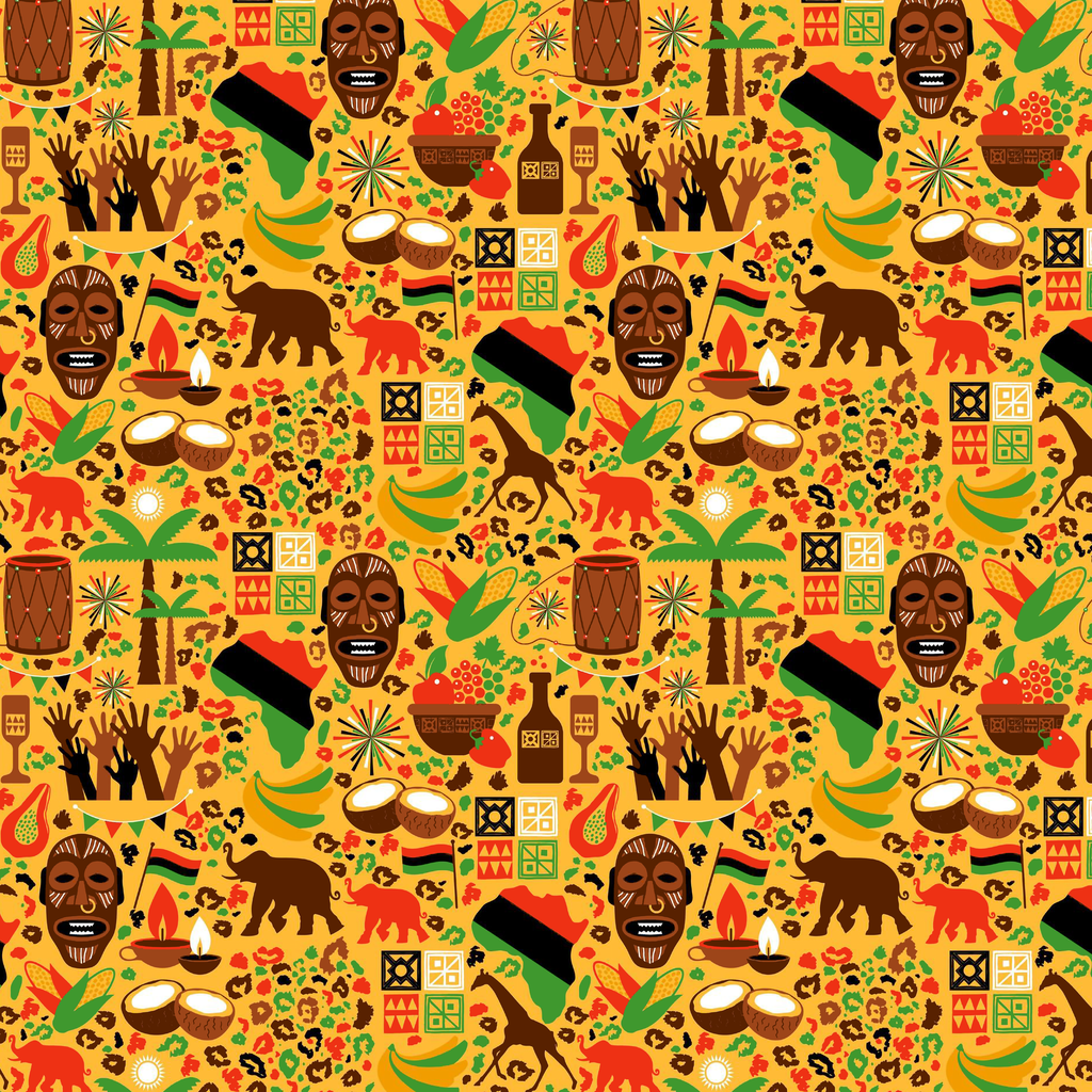 BRUSH ESTAMPADO DIA DEL NEGRO COLLAGE ELEMENTOS AFRICANOS