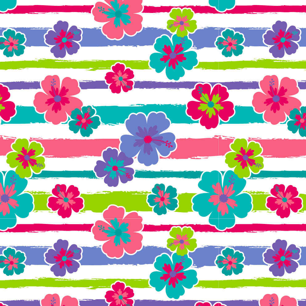 BRUSH ESTAMPADO AMAPOLAS DE COLORES FONDO DE RAYAS