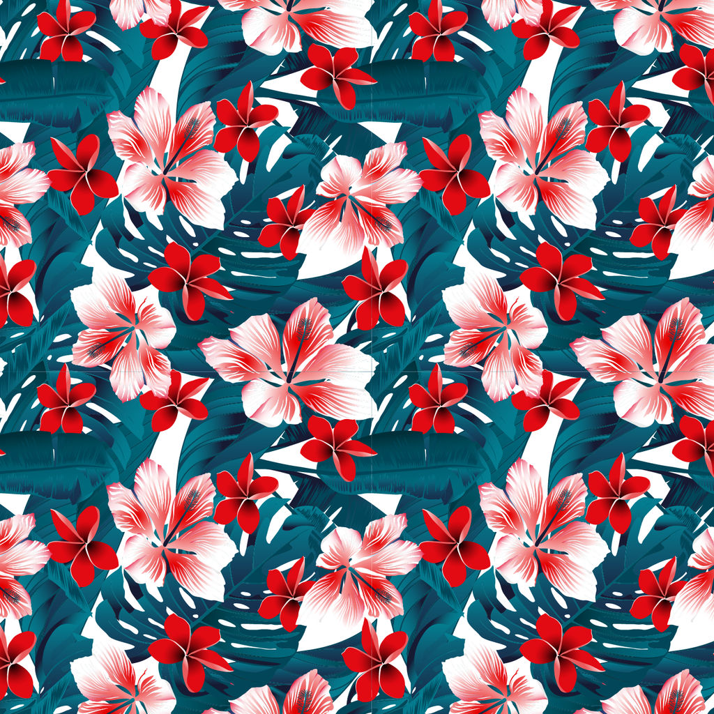 BRUSH ESTAMPADO FLORES HAWAIANAS FONDO VERDE