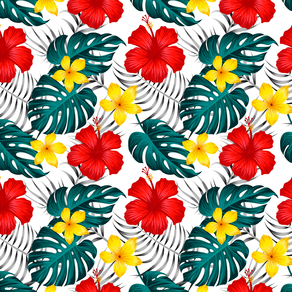 BRUSH ESTAMPADO FLORES ROJAS & AMARILLAS FONDO BLANCO