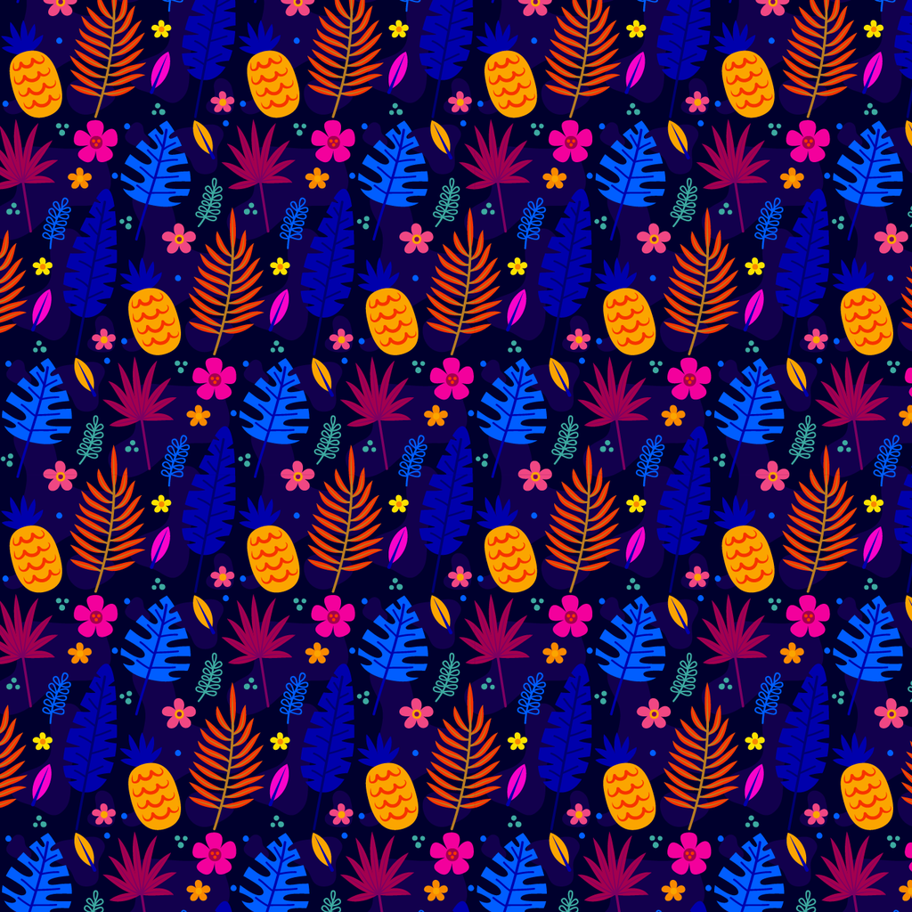 BRUSH ESTAMPADO HOJAS & PIÑAS FONDO NEGRO