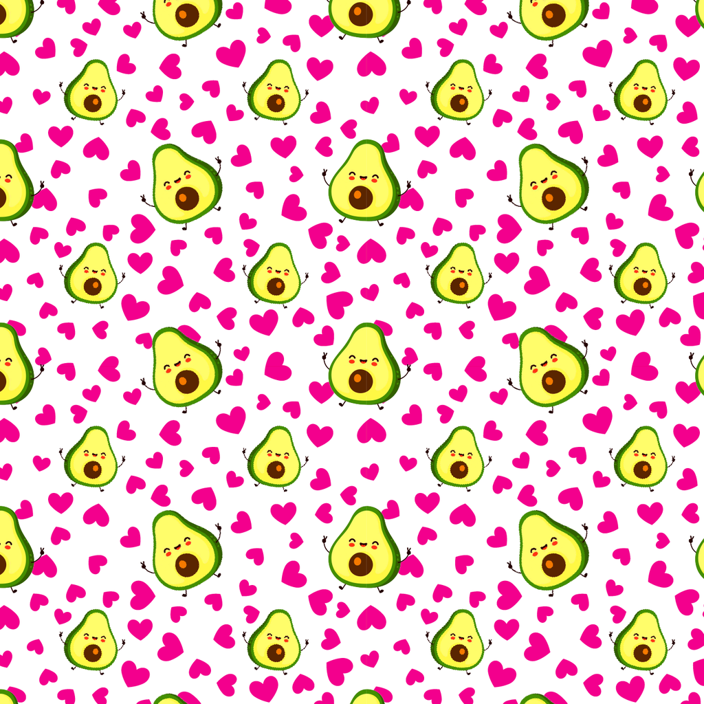 BRUSH ESTAMPADO AGUACATE & CORAZONES FONDO BLANCO