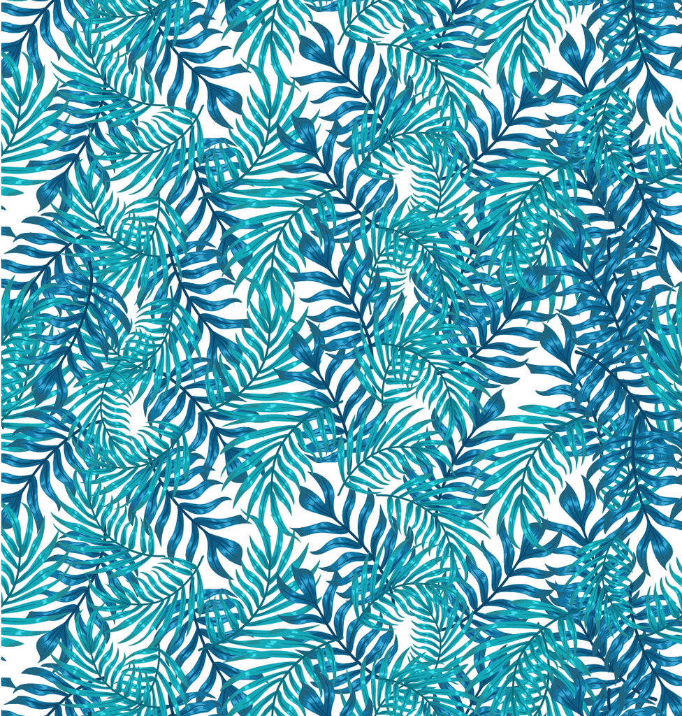 BRUSH ESTAMPADO HELECHOS AZULES FONDO BLANCO