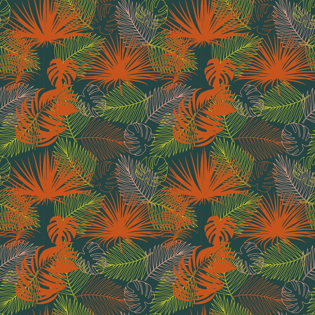 BRUSH ESTAMPADO HOJAS NARANJA NEON