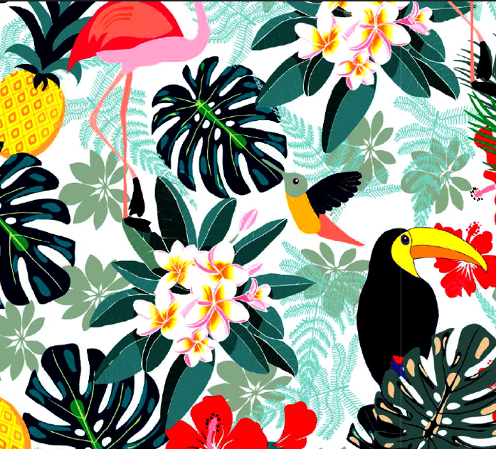 BRUSH ESTAMPADO FLORES & TUCANES