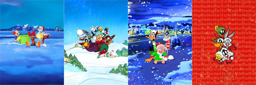 BRUSH ESTAMPADO FRENTES NAVIDEÑOS LONNEY TOONS NAVIDEÑOS X4