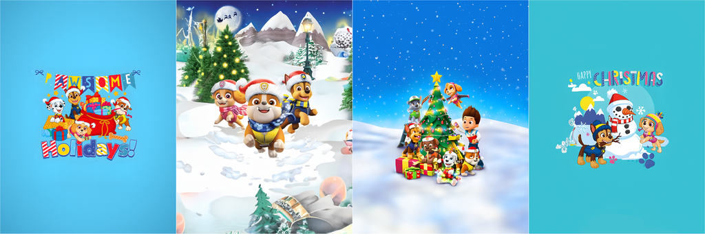 BRUSH ESTAMPADO FRENTES NAVIDEÑOS PAW PATROL X4