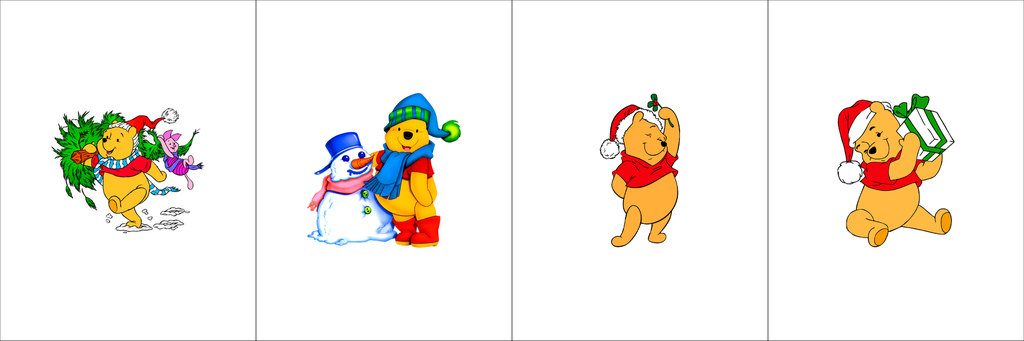 BRUSH ESTAMPADO FRENTES NAVIDEÑOS WINNIE POOH FONDO BLANCO X4