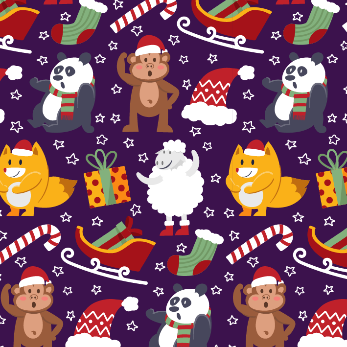BRUSH ESTAMPADO NAVIDAD ANIMALES NAVIDEÑOS