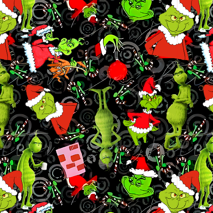 BRUSH ESTAMPADO NAVIDEÑO GRINCH COLLAGE FONDO NEGRO