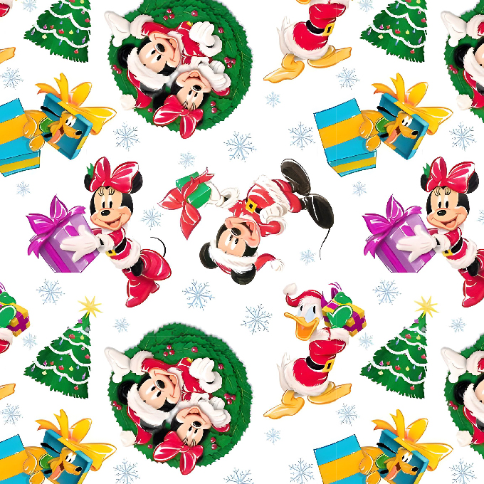 BRUSH ESTAMPADO NAVIDEÑO MICKEY & MINNIE MOUSE FONDO BLANCO