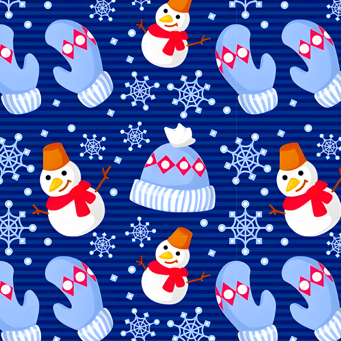 BRUSH ESTAMPADO NAVIDEÑO MUÑECOS DE NIEVE Y GUANTES