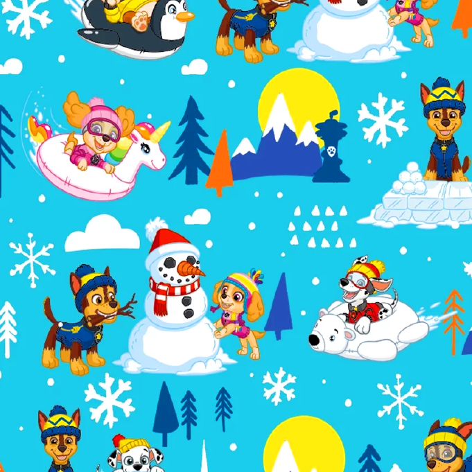 BRUSH ESTAMPADO NAVIDEÑO PAW PATROL FONDO PAISAJE NEVADO