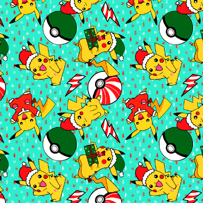 BRUSH ESTAMPADO POKEMON NAVIDAD FONDO VERDE