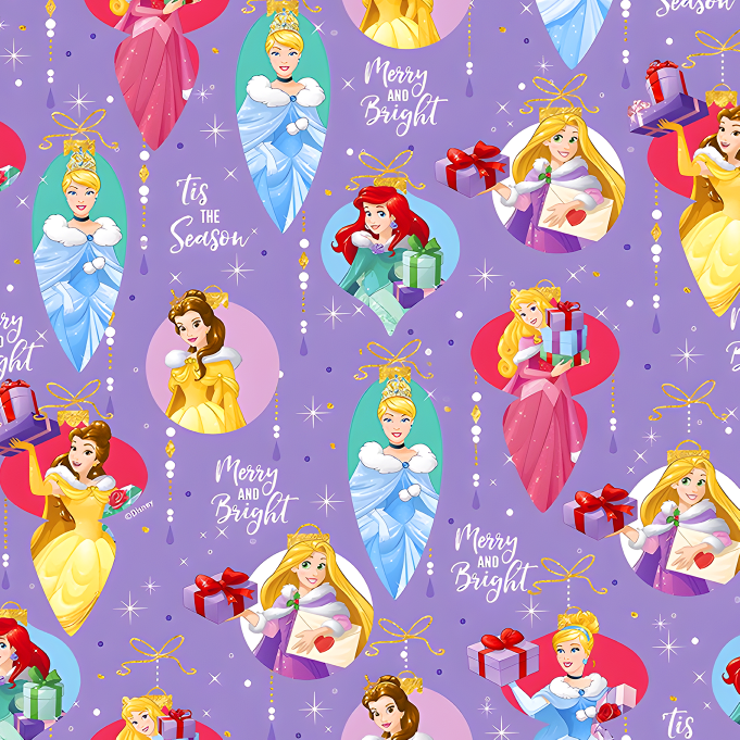 BRUSH ESTAMPADO NAVIDEÑO DISNEY PRINCESAS FONDO LILA