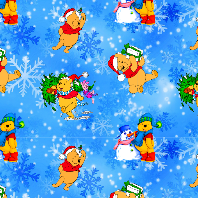 BRUSH ESTAMPADO NAVIDEÑO WINNIE POOH FONDO AZUL