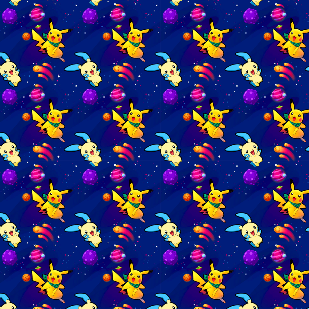 BRUSH ESTAMPADO POKEMON PIKACHU COLLAGE FONDO OSCURO