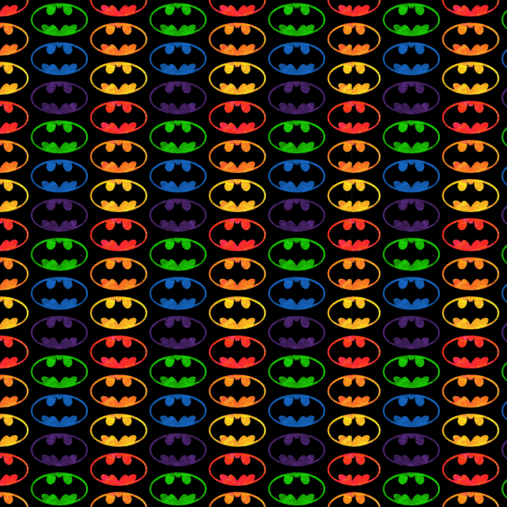 BRUSH ESTAMPADO BATMAN LOGO DE COLORES FONDO NEGRO