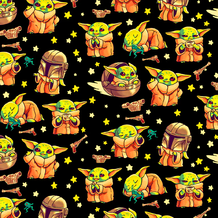 BRUSH ESTAMPADO BABY YODA CON ESTRELLAS