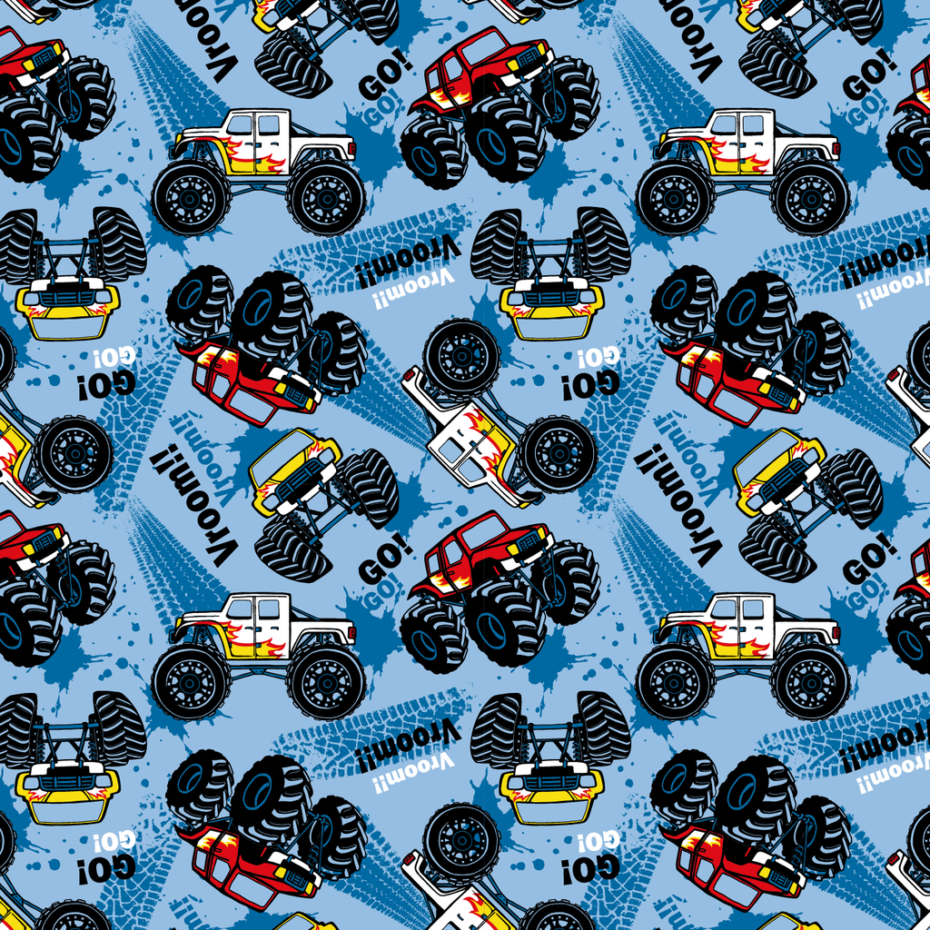 BRUSH ESTAMPADO MONSTERTUCK FONDO CELESTE