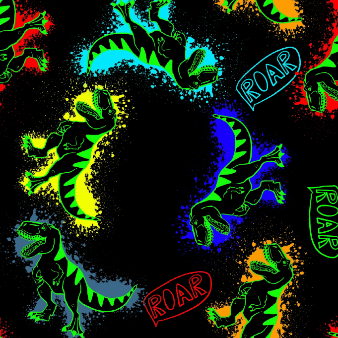 BRUSH ESTAMPADO DINOSAURIOS MANCHAS DE COLORES