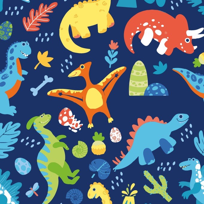 BRUSH ESTAMPADO DINOSAURIOS FONDO AZUL