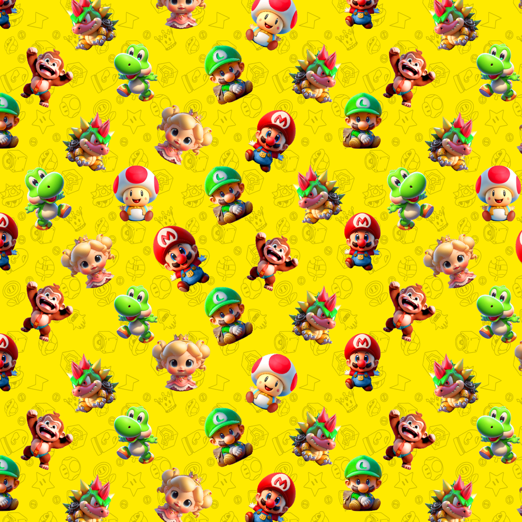 BRUSH ESTAMPADO MARIO BROS BABYS FONDO AMARILLO