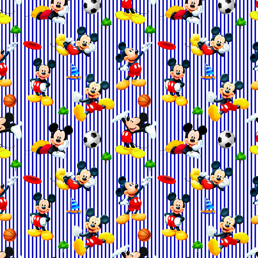 BRUSH ESTAMPADO MICKEY DEPORTES FONDO RAYAS