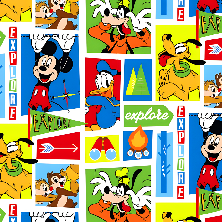 BRUSH ESTAMPADO MICKEY Y SUS AMIGOS CUADROS DE COLORES