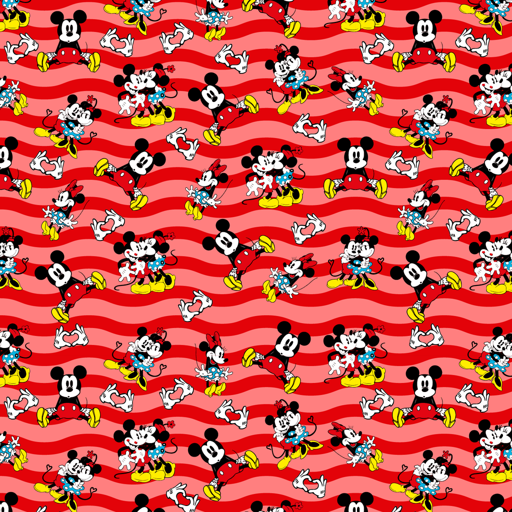 BRUSH ESTAMPADO MICKEY & MINNIE RETRO FONDO ROJO