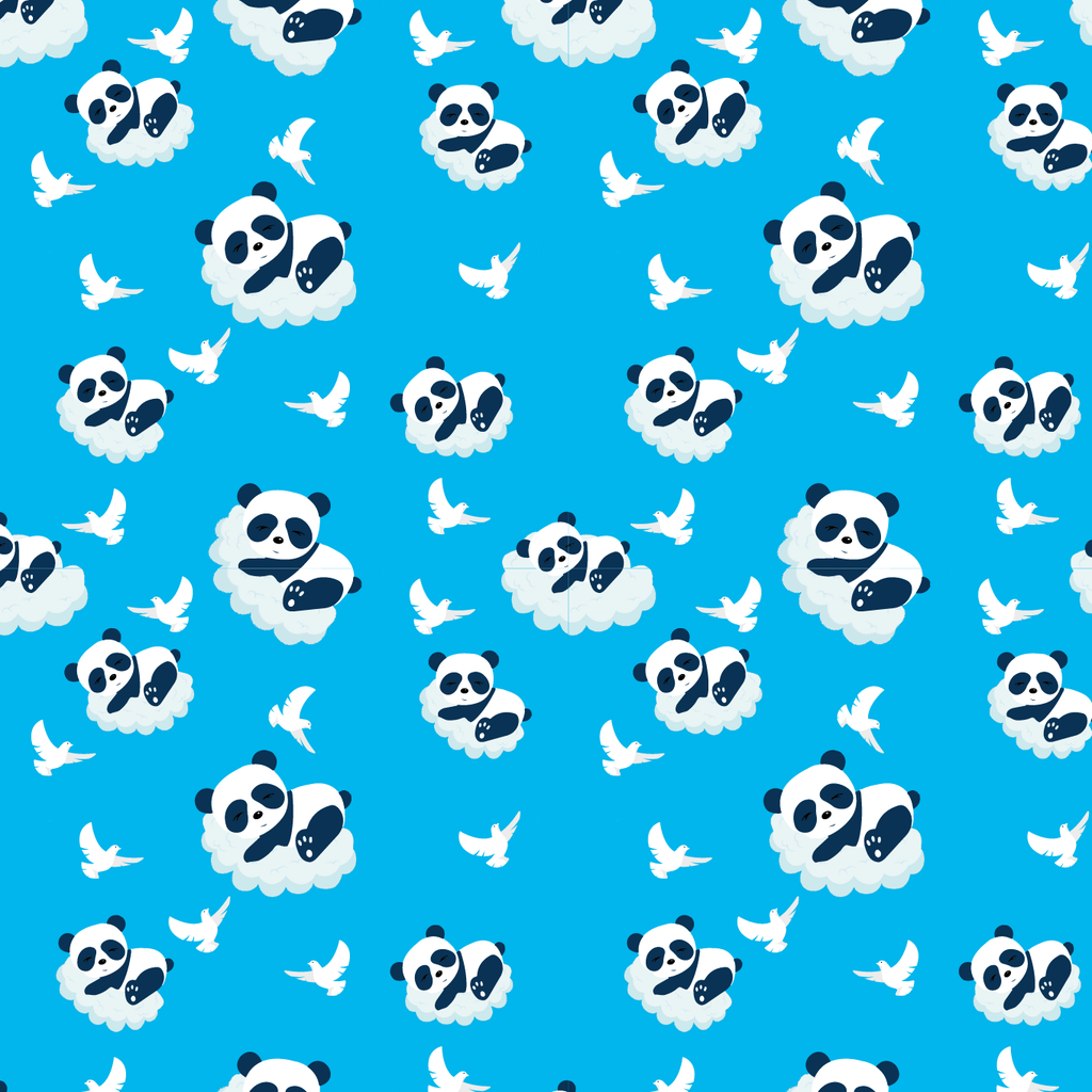 BRUSH ESTAMPADO PANDA & NUBES FONDO TURQUESA