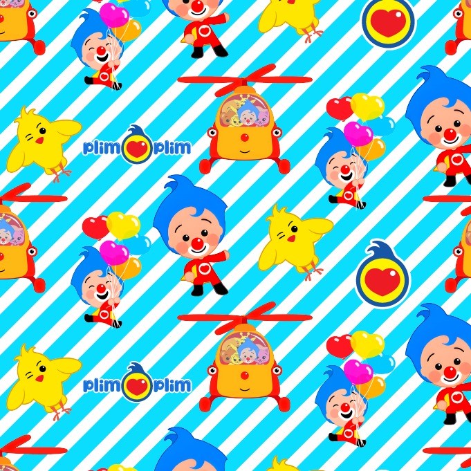 BRUSH ESTAMPADO PLIM PLIM FONDO DE RAYAS CELESTES