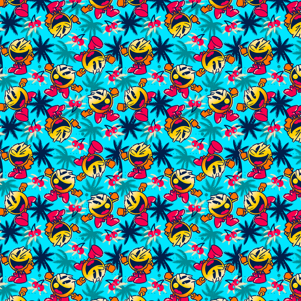 BRUSH ESTAMPADO PACMAN FONDO PALMERAS