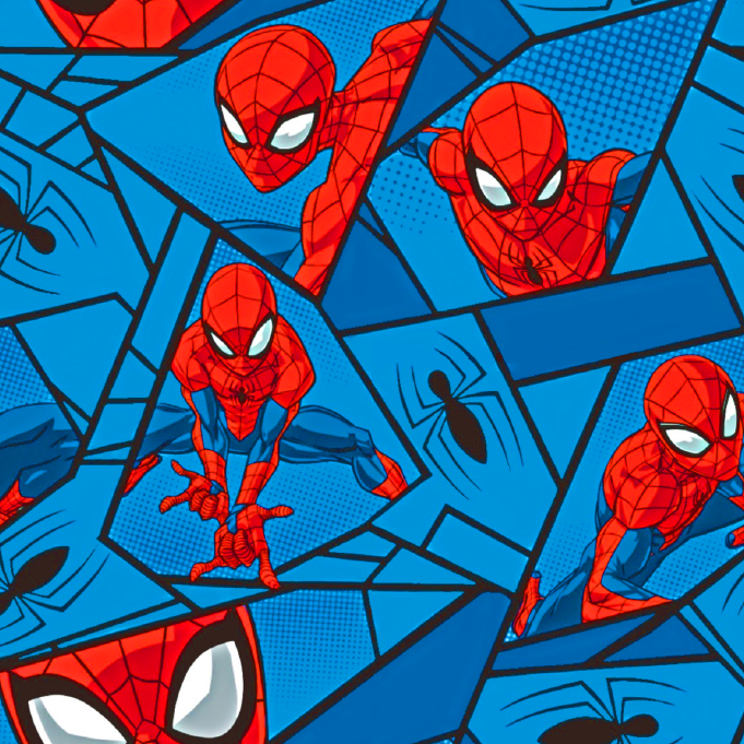 BRUSH ESTAMPADO SPIDER-MAN FONDO CUADROS AZULES