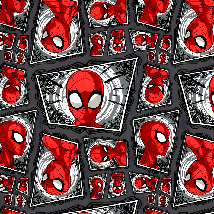 BRUSH ESTAMPADO SPIDER-MAN FONDO GRIS CON CUADROS