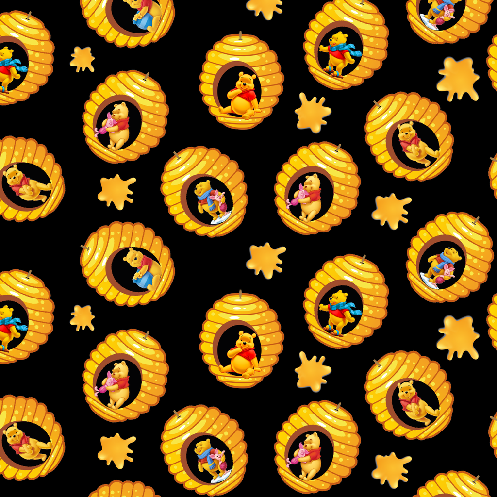 BRUSH ESTAMPADO WINNIE THE POOH PANALES FONDO NEGRO