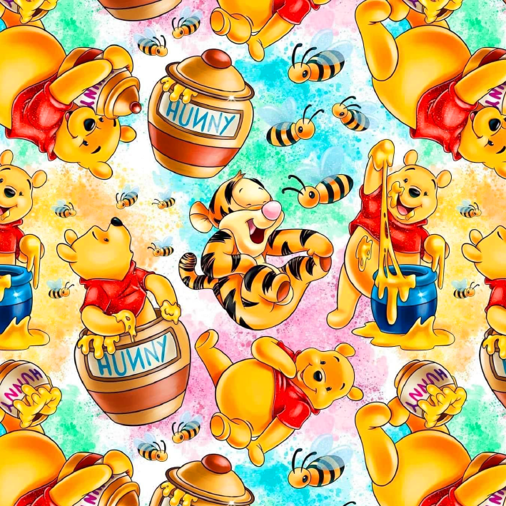 BRUSH ESTAMPADO WINNIE POOH FONDO ACUARELA