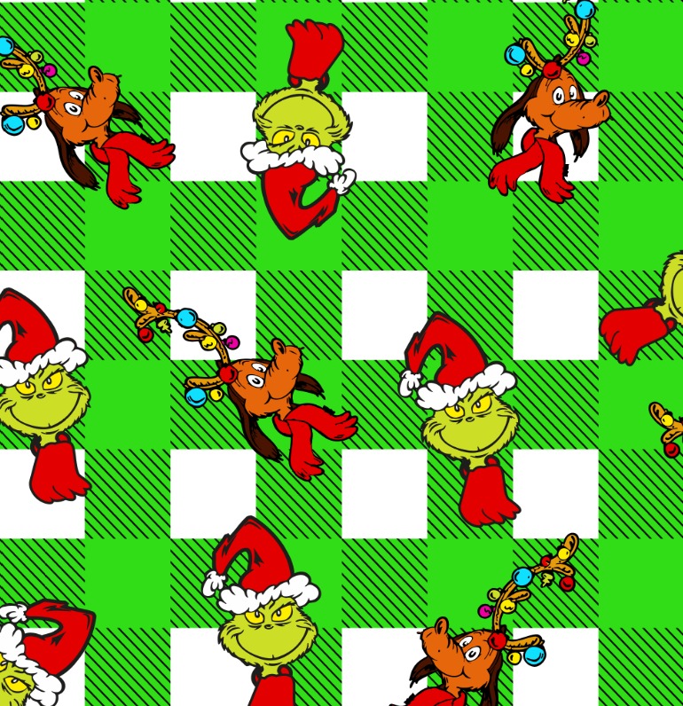 BRUSH ESTAMPADO GRINCH CUADROS VERDES CON BLANCO