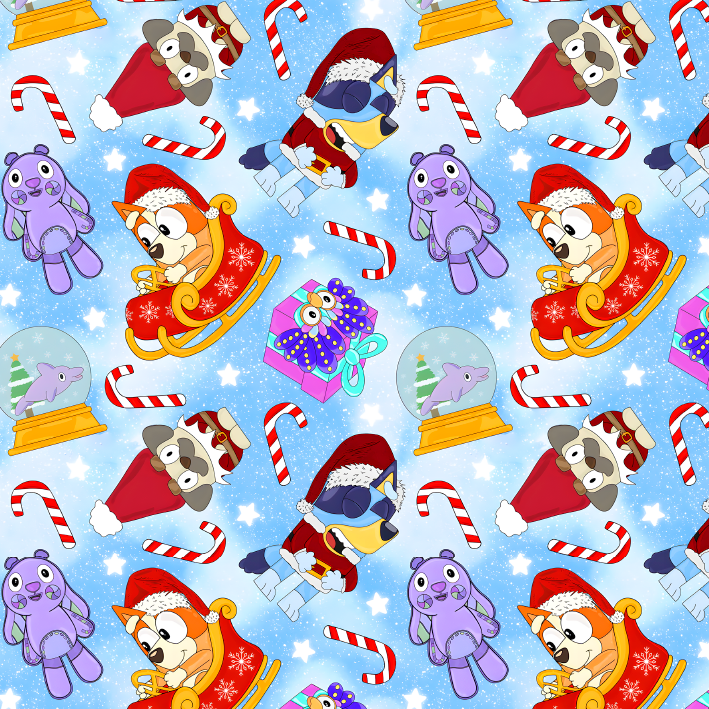 BRUSH ESTAMPADO NAVIDAD BLUEY CELESTE