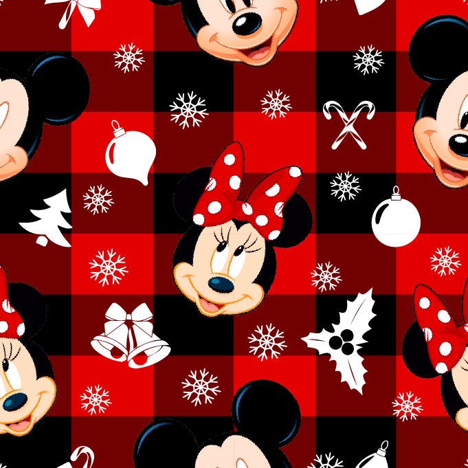 BRUSH ESTAMPADO MICKEY CUADRO ROJO CON NEGRO AMBOS